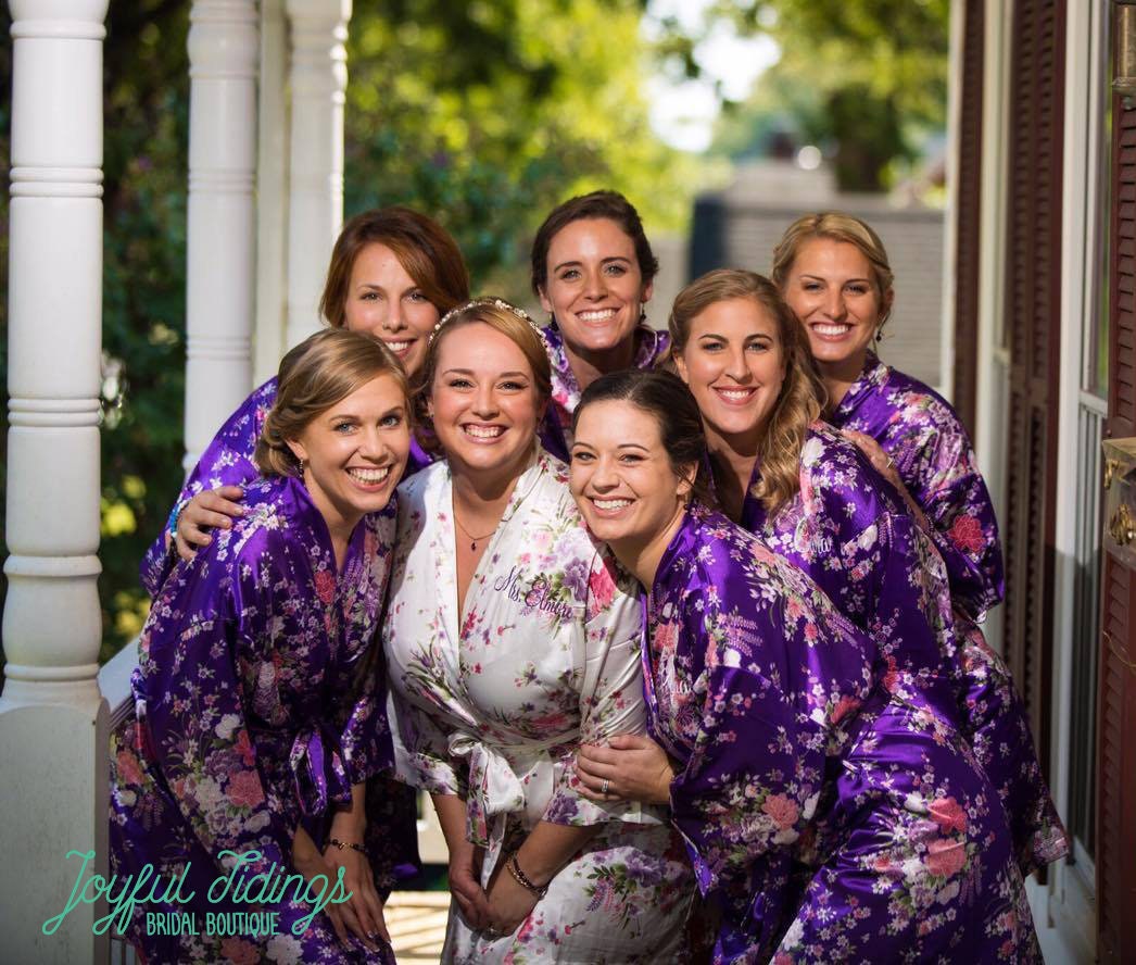 The Garden Party Floral Satin Robe — personalized floral satin bridesmaid robe