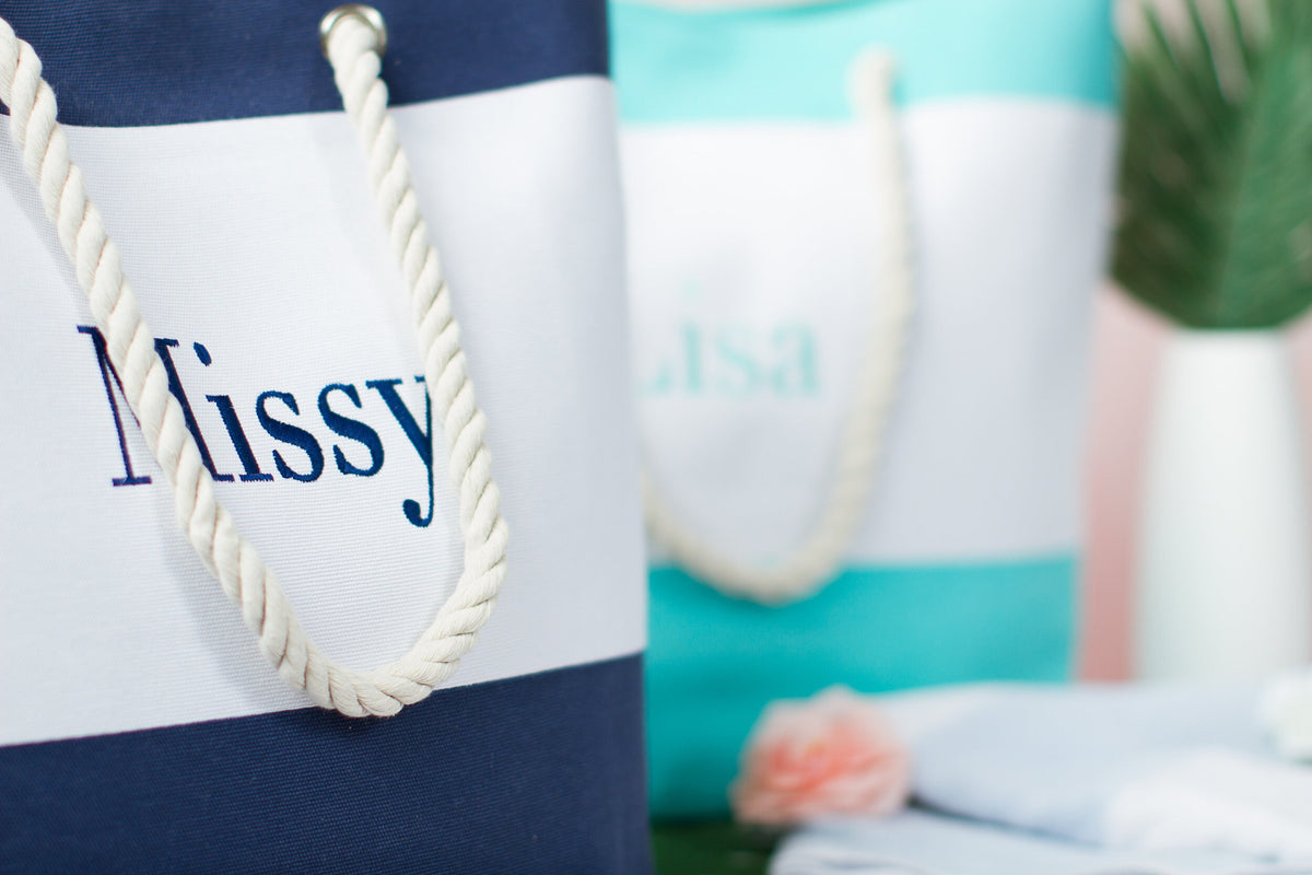 The Tide Pool Canvas Beach Tote — personalized canvas beach tote