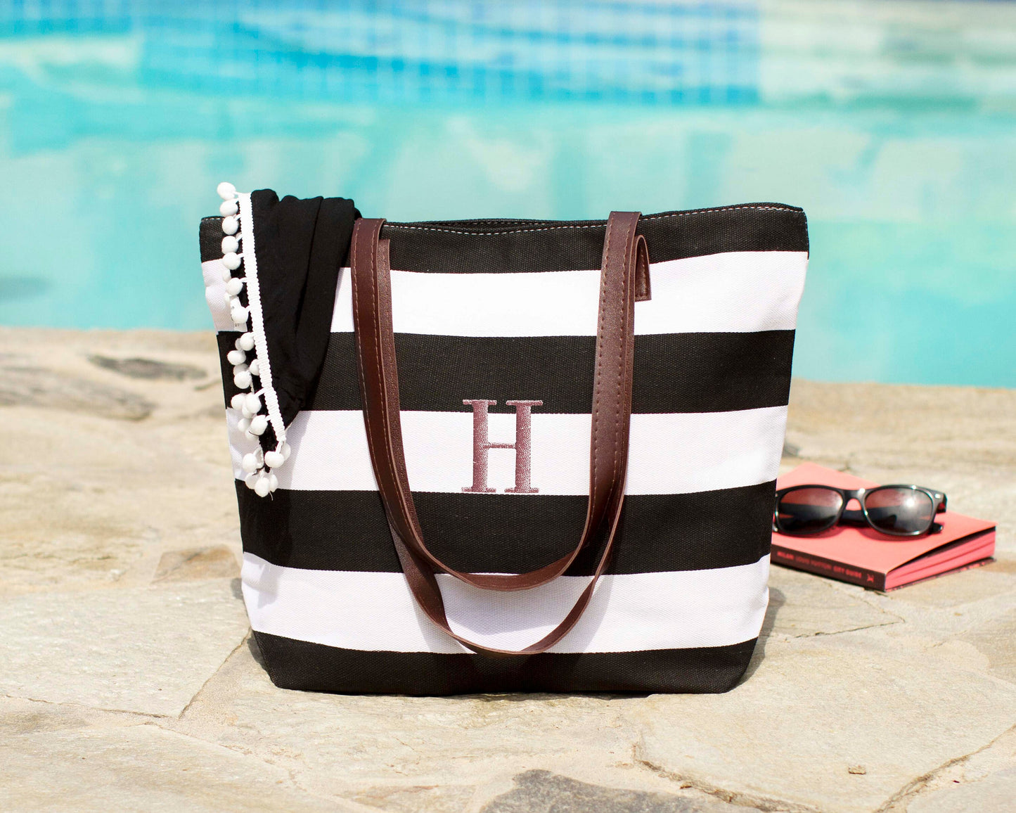 The Boardwalk Striped Canvas Tote