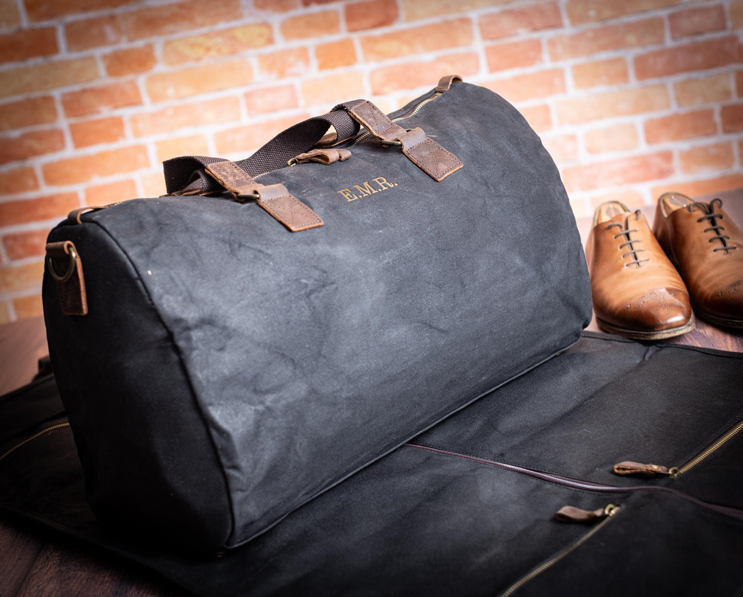 The Globetrotter Garment Bag Duffle Set — personalized waxed canvas garment bag duffle set