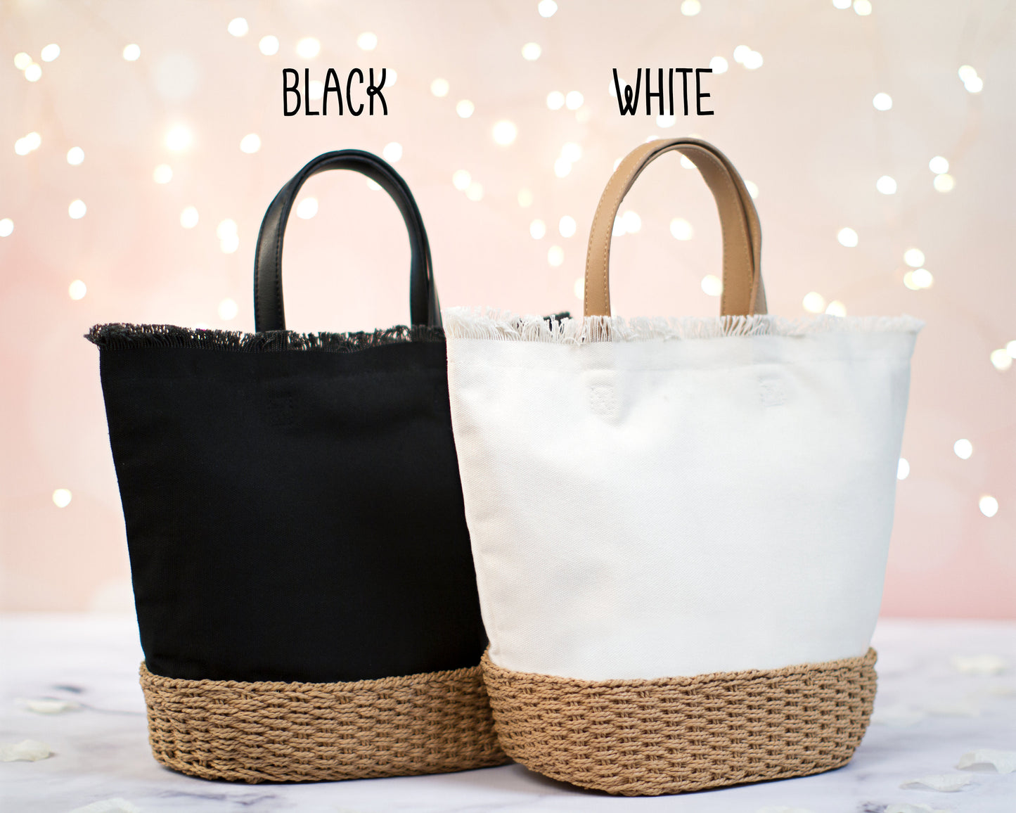 The Farmers Market Canvas Tote — personalized canvas tote with basket-weave base