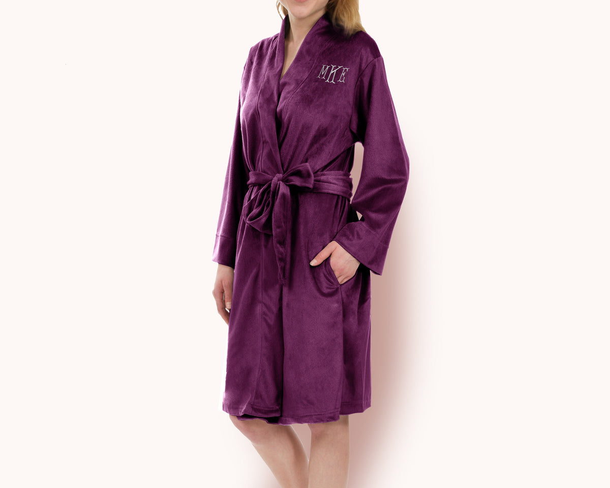 The Cocoa Velvet Fleece Robe — personalized velvet fleece robe