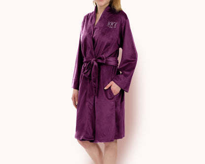 The Cocoa Velvet Fleece Robe — personalized velvet fleece robe