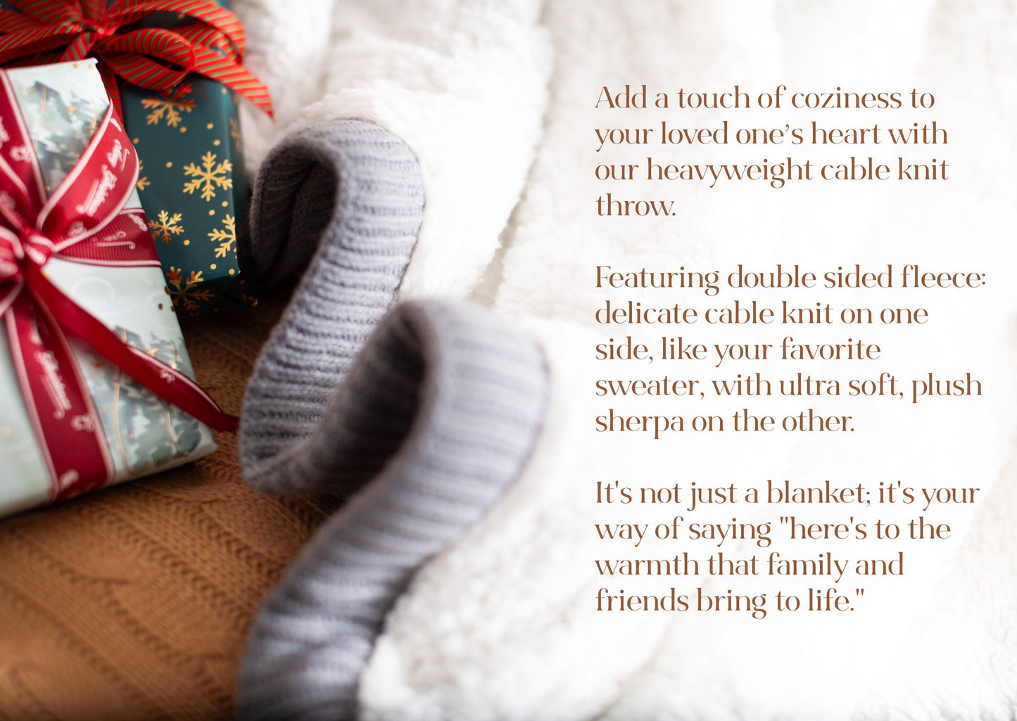 Double Fleece Cable Knit Throw Blanket