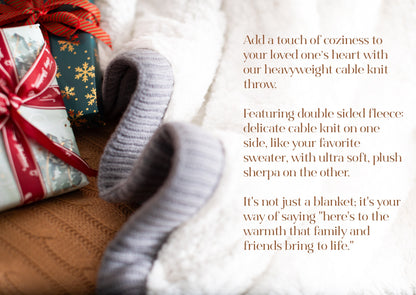 Double Fleece Cable Knit Throw Blanket