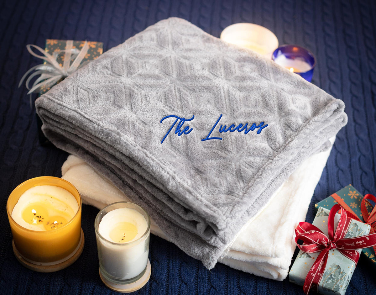 The Fireside Fleece Throw — personalized fleece throw blanket