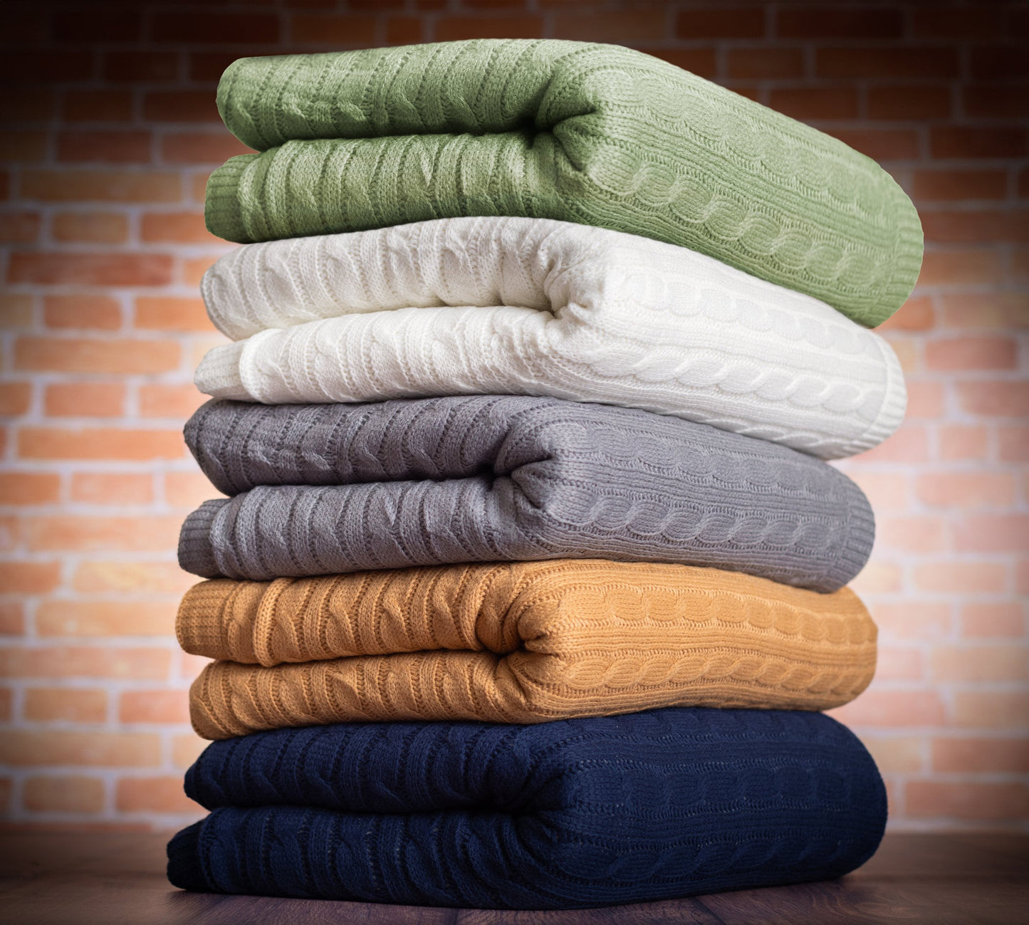 Double Fleece Cable Knit Throw Blanket