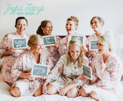 The Garden Party Floral Satin Robe — personalized floral satin bridesmaid robe
