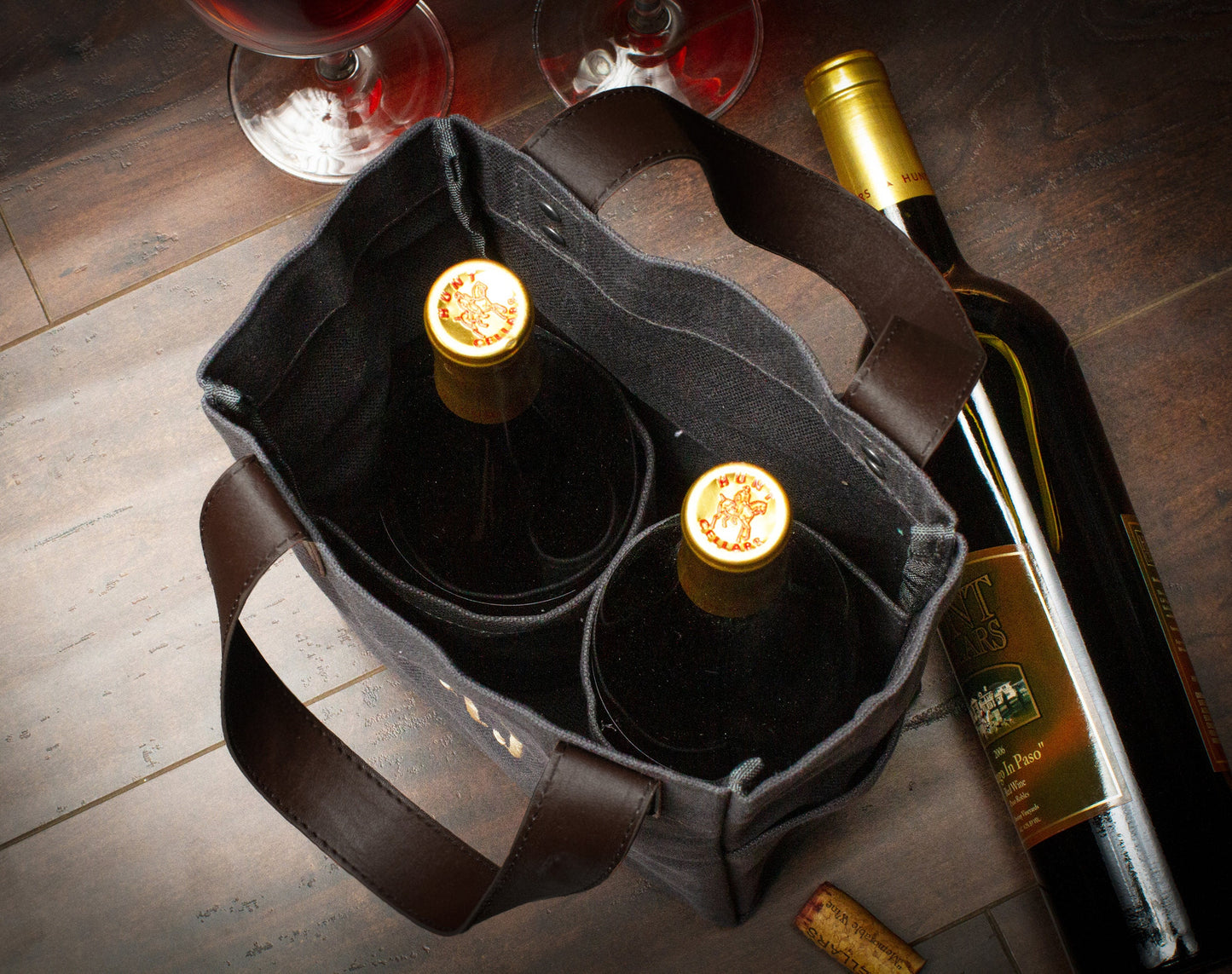 The Sommelier Two-Bottle Wine Tote — personalized canvas wine bag