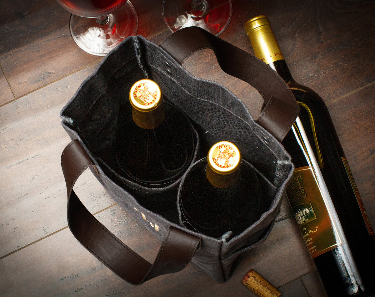 The Sommelier Two-Bottle Wine Tote — personalized canvas wine bag