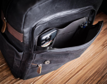 The Long Haul Waxed Canvas Backpack — personalized waxed canvas laptop backpack