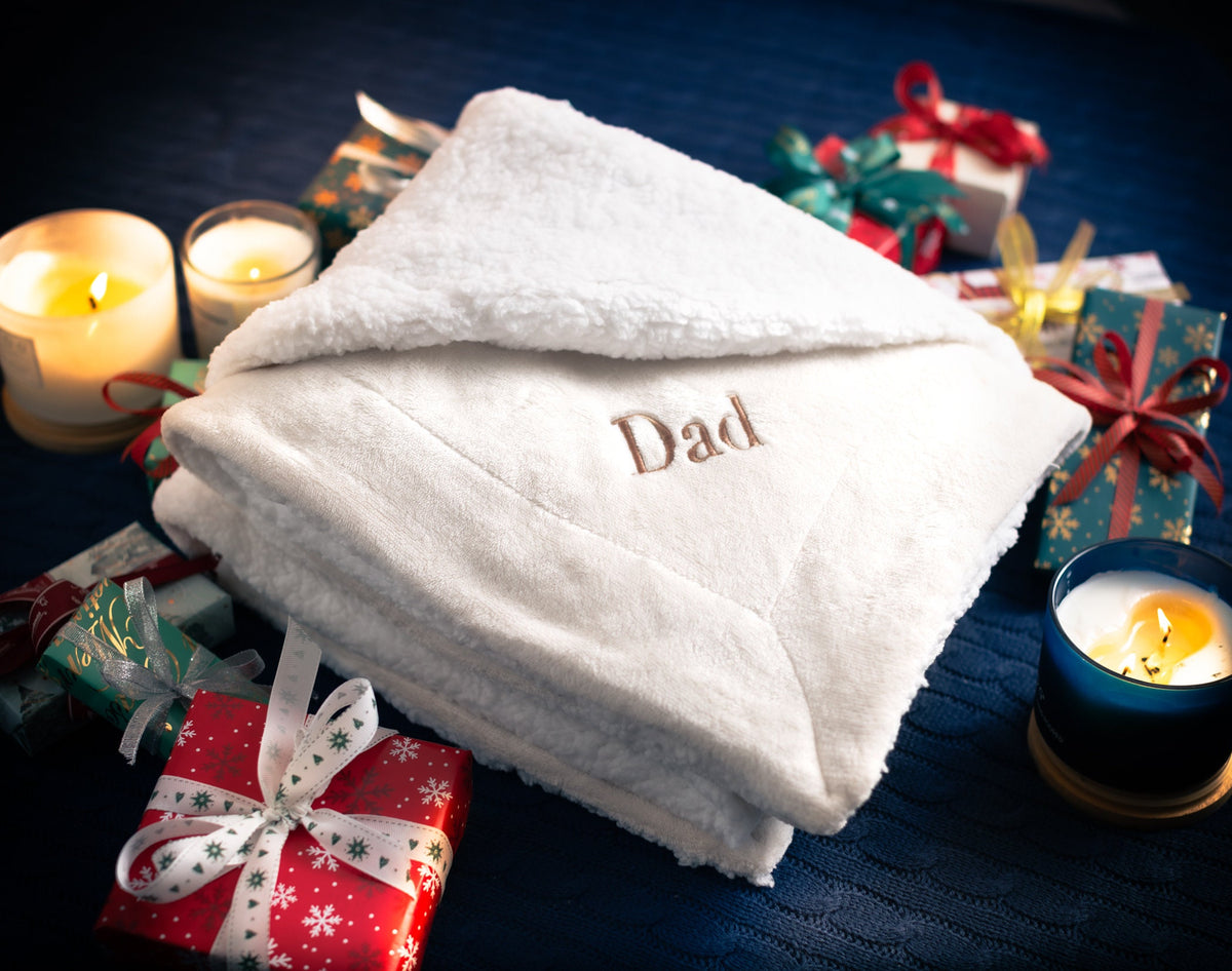 The Hearth Sherpa Fleece Blanket — personalized sherpa fleece throw