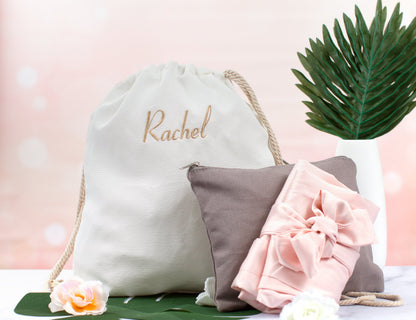 The Flamingo Drawstring Backpack — personalized flamingo drawstring backpack