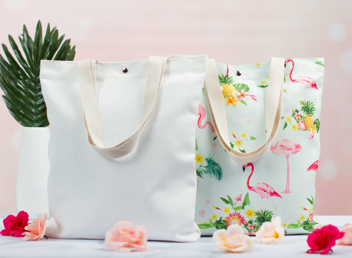The Pink Flamingo Polyester Tote — personalized flamingo tote bag