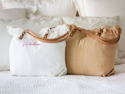 The Festival Fringe Canvas Tote — personalized fringe tote bag