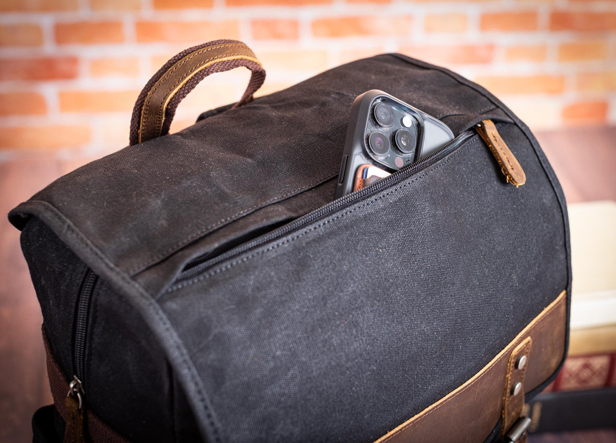 The Long Haul Waxed Canvas Backpack — personalized waxed canvas laptop backpack
