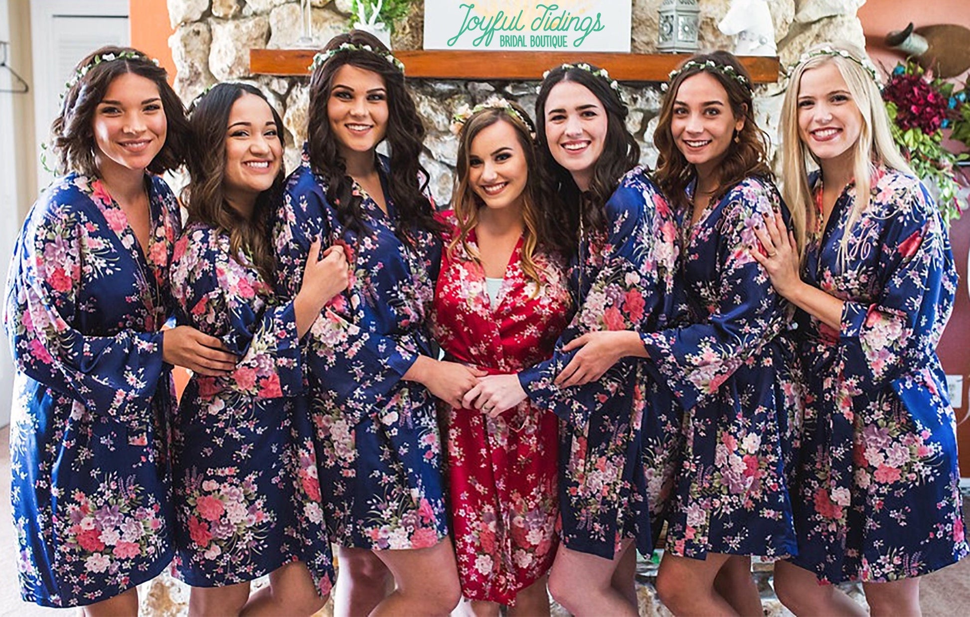 The Garden Party Floral Satin Robe — personalized floral satin bridesmaid robe