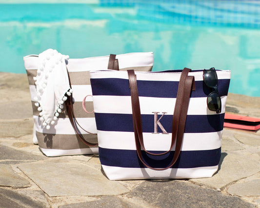 The Boardwalk Striped Canvas Tote