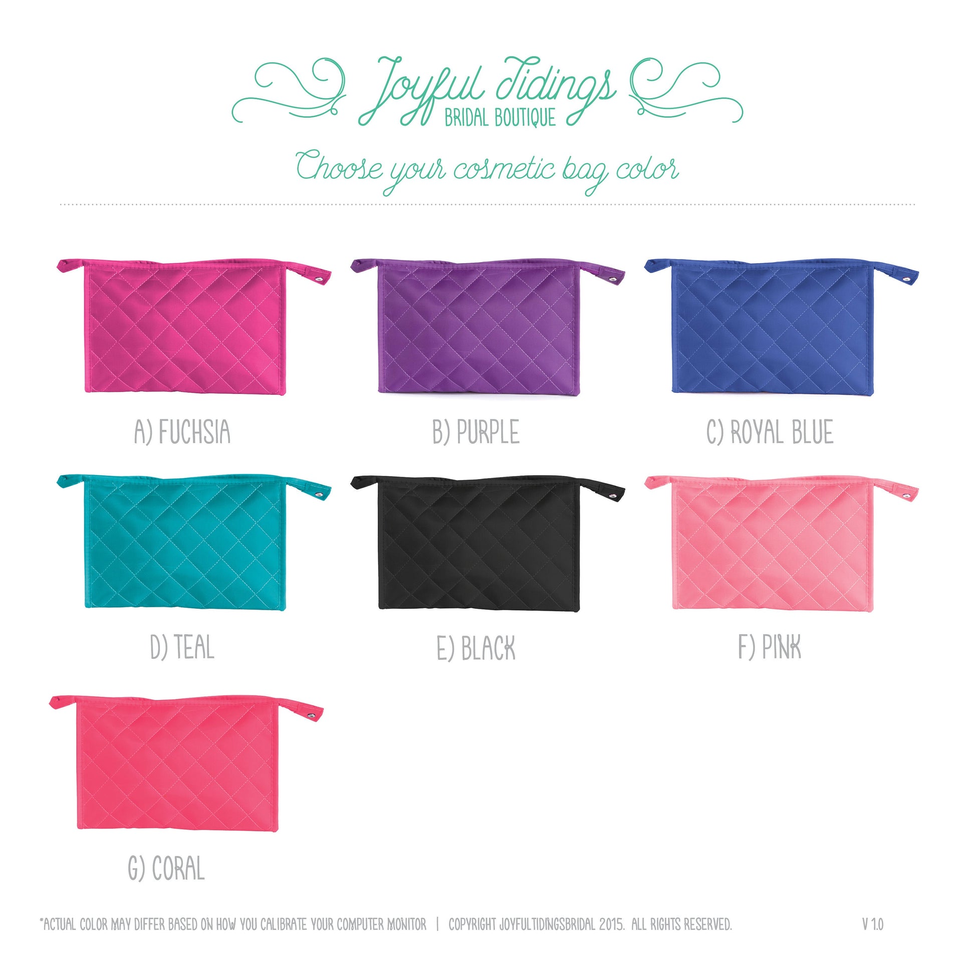 The Powder Room Quilted Cosmetic Bag — personalized quilted makeup pouch