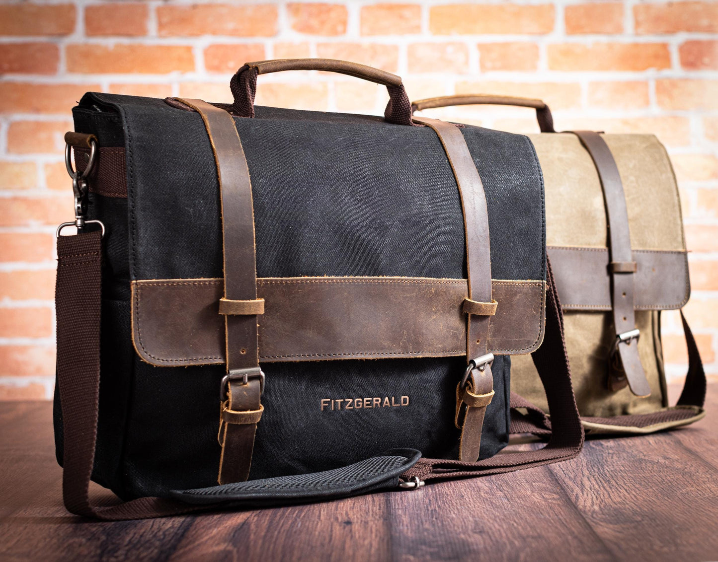 Waxed Canvas Crossbody Messenger Bag with Laptop Sleeve