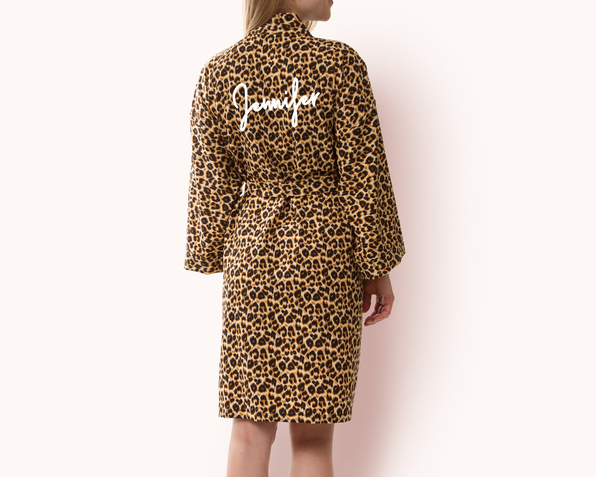 The Wild Card Leopard Print Robe — personalized leopard print robe