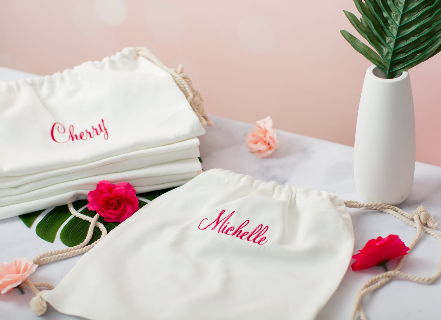 The Flamingo Drawstring Backpack — personalized flamingo drawstring backpack