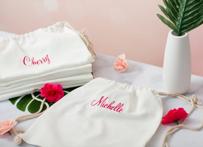 The Flamingo Drawstring Backpack — personalized flamingo drawstring backpack