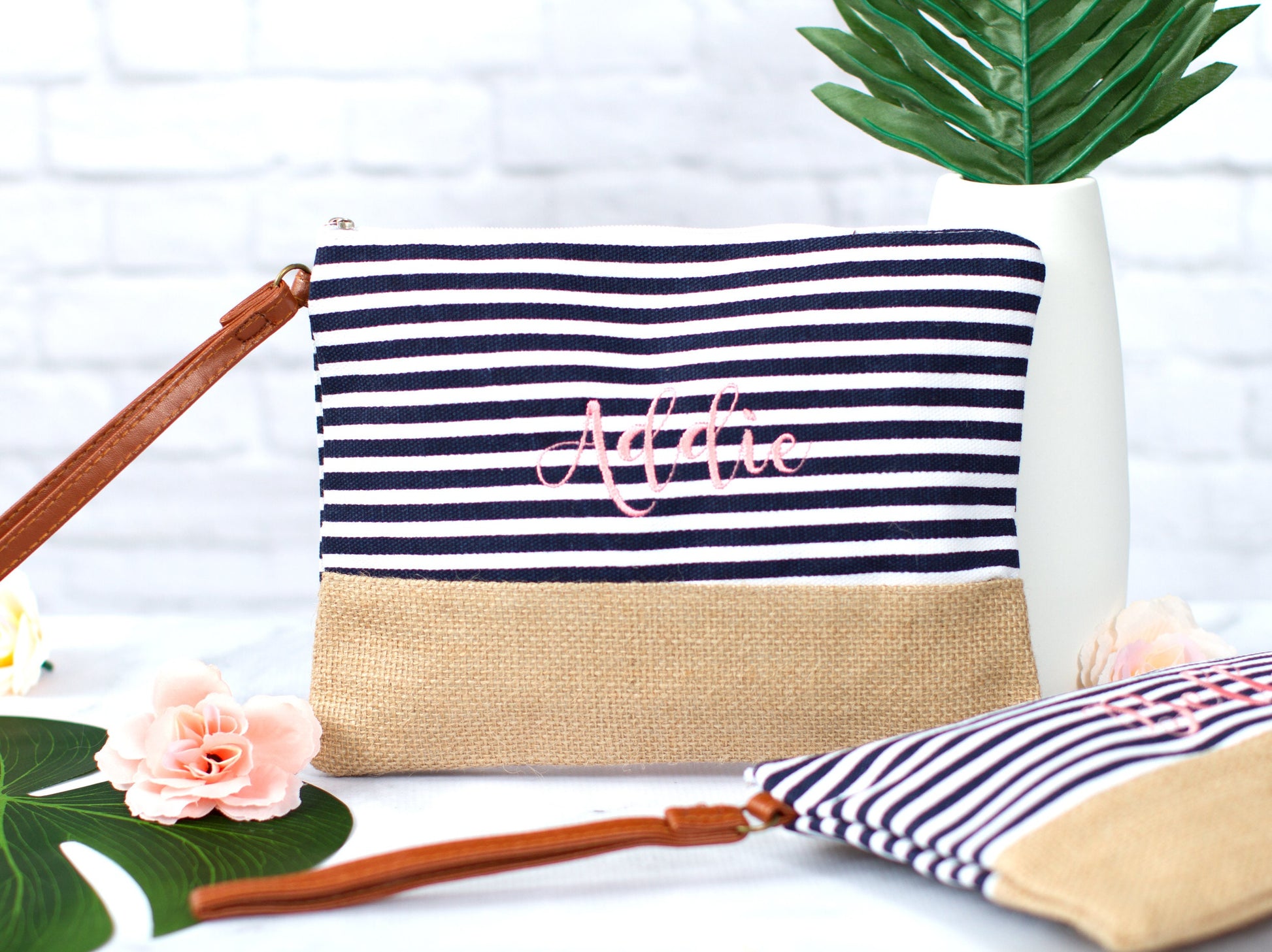 The Beach House Burlap Cosmetic Bag — personalized burlap cosmetic bag