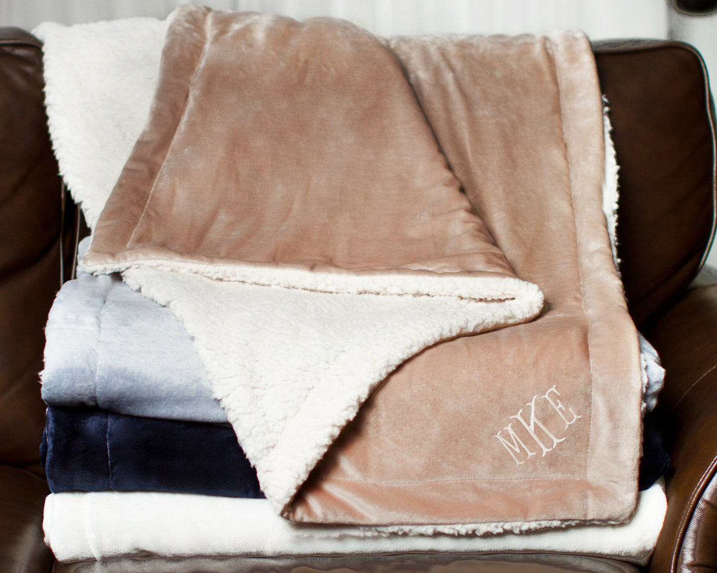 The Hearth Sherpa Fleece Blanket — personalized sherpa fleece throw