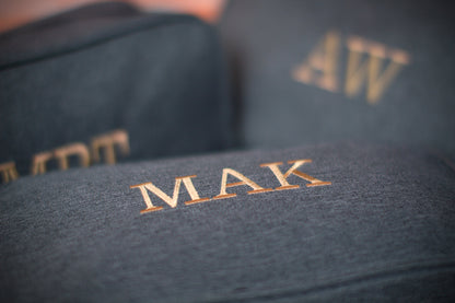 Heathered canvas dopp kit detail