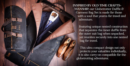 The Globetrotter Garment Bag Duffle Set — personalized waxed canvas garment bag duffle set