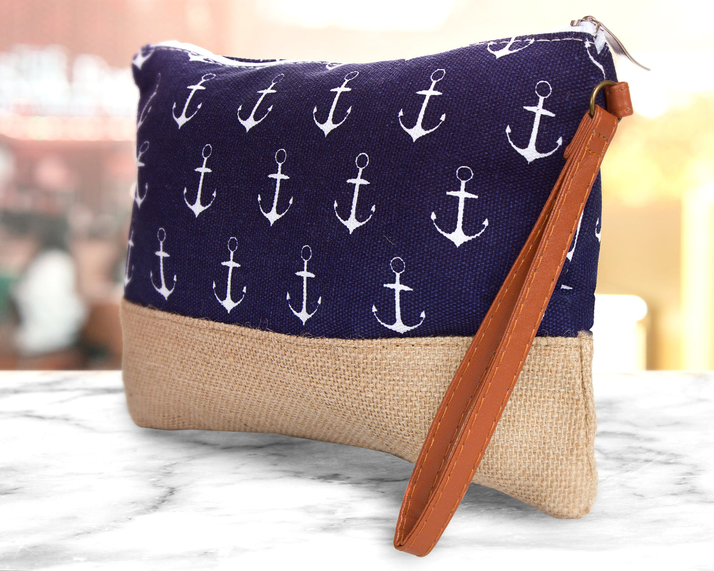 The Beach House Burlap Cosmetic Bag — personalized burlap cosmetic bag