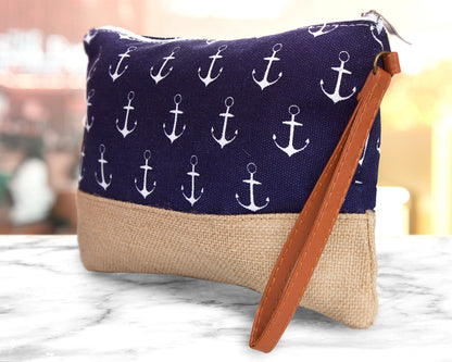 The Beach House Burlap Cosmetic Bag — personalized burlap cosmetic bag