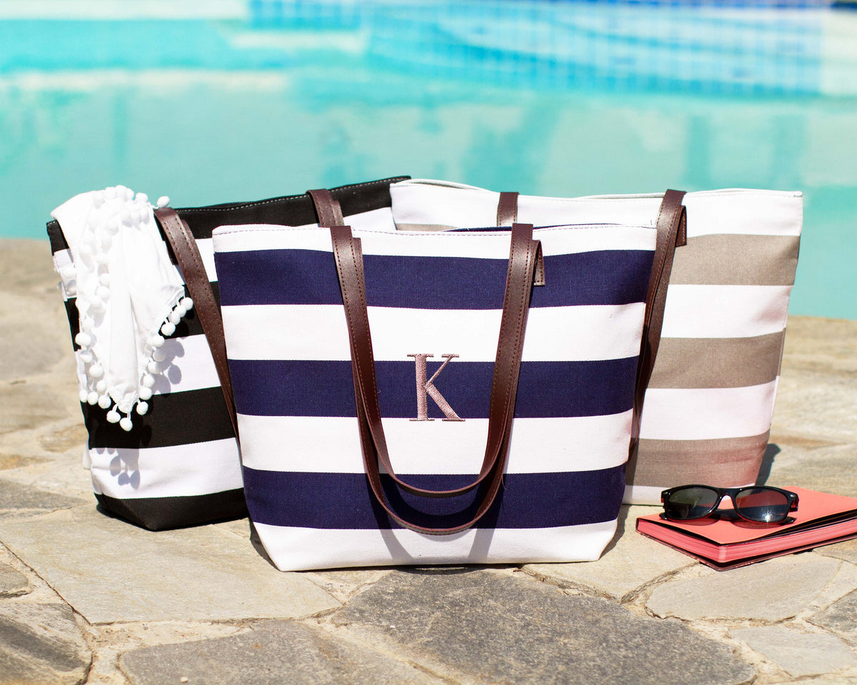 The Boardwalk Striped Canvas Tote