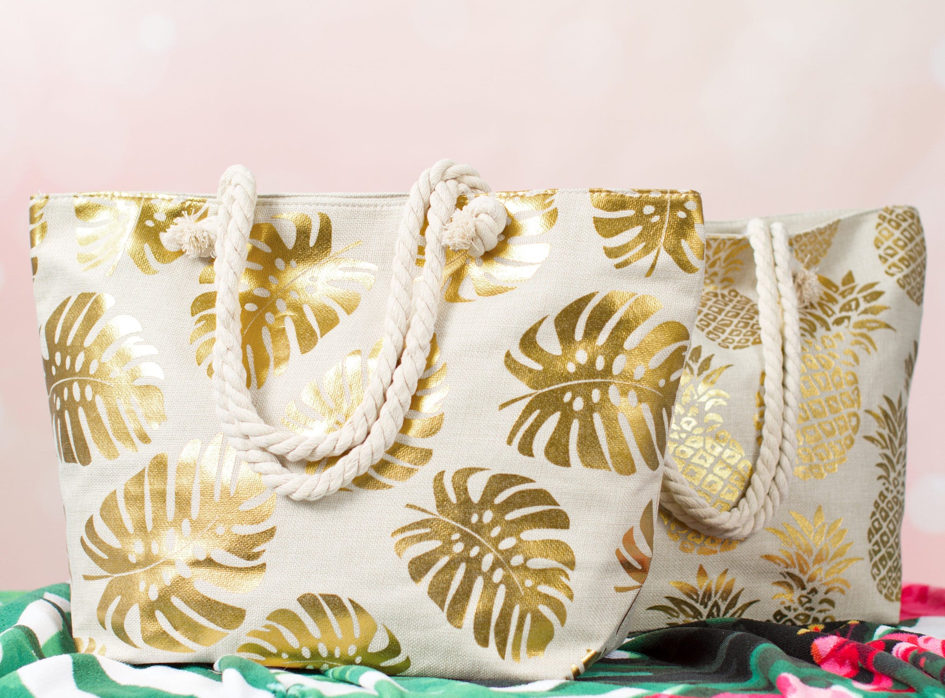 The Tropics Printed Beach Tote — personalized tropical beach tote