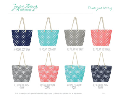 The Sandbar Printed Canvas Beach Tote — personalized polka dot beach tote