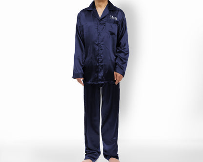 The Lights Out Men's Satin Pajama Set — personalized men's satin pajamas