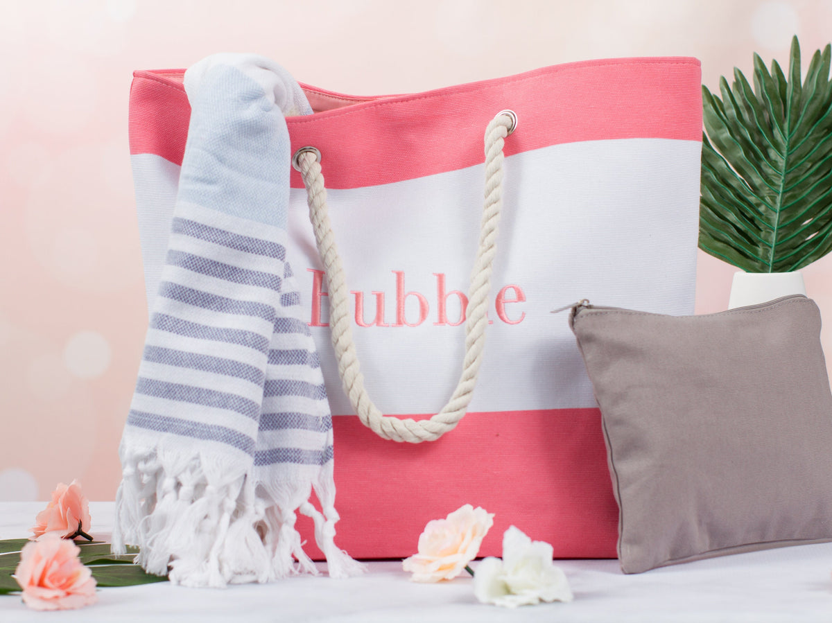The Tide Pool Canvas Beach Tote — personalized canvas beach tote