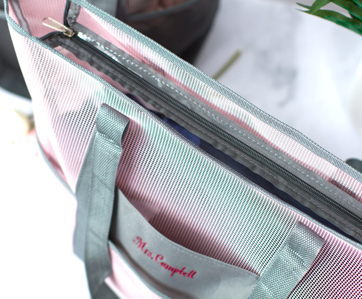 The Swim Meet Mesh Beach Tote — personalized mesh beach tote