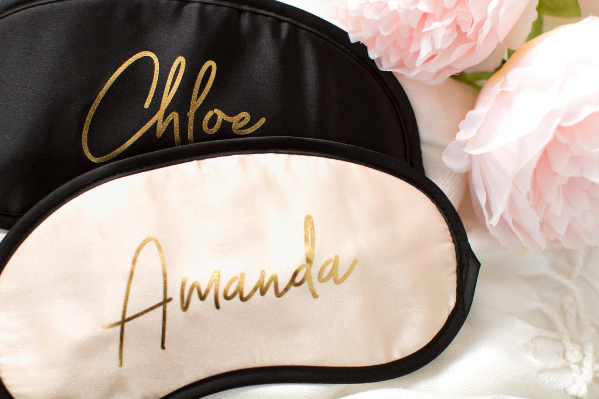 The Snooze Button Satin Sleep Mask — personalized satin sleep mask