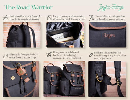 Canvas Rucksack Style Backpack with Laptop Sleeve