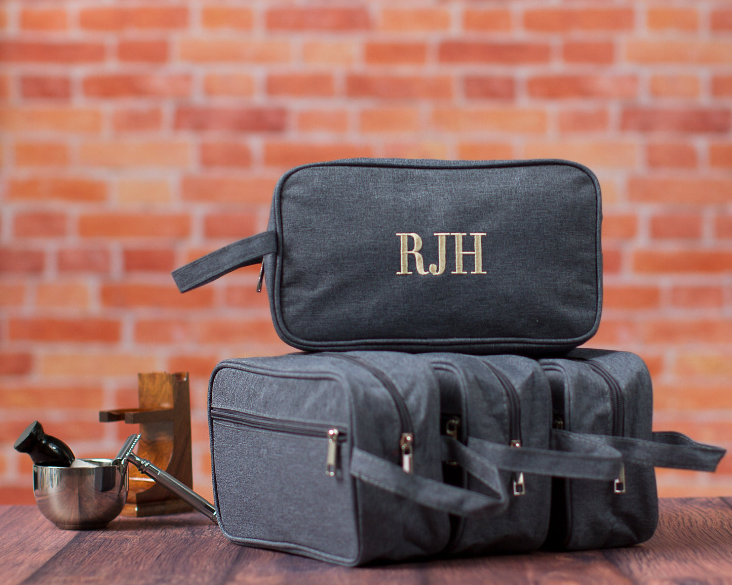 Heathered canvas dopp kit detail