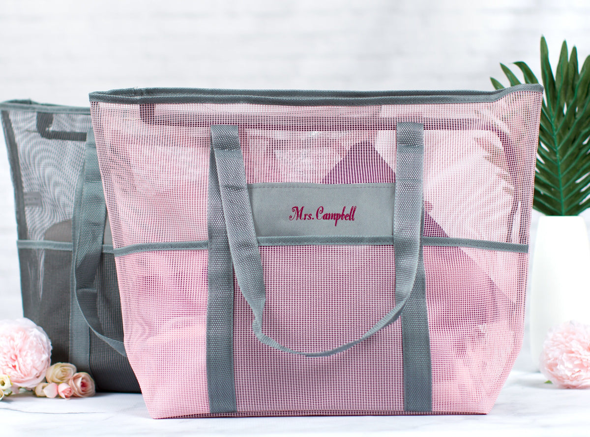 The Swim Meet Mesh Beach Tote — personalized mesh beach tote