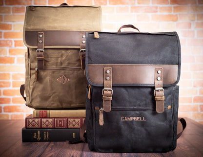 The Long Haul Waxed Canvas Backpack — personalized waxed canvas laptop backpack