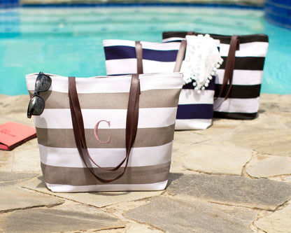 The Boardwalk Striped Canvas Tote