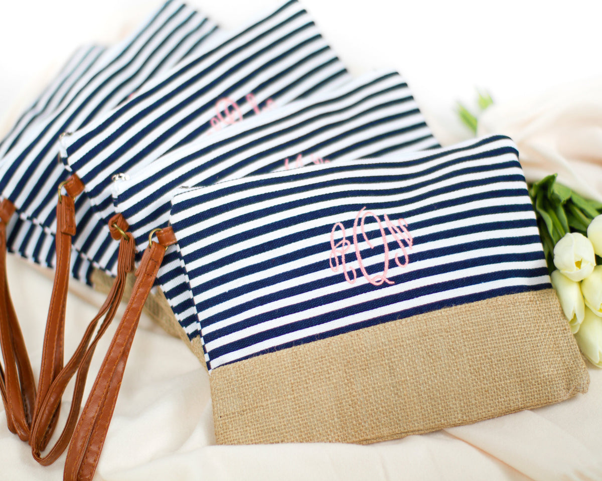The Beach House Burlap Cosmetic Bag — personalized burlap cosmetic bag