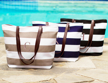 The Boardwalk Striped Canvas Tote