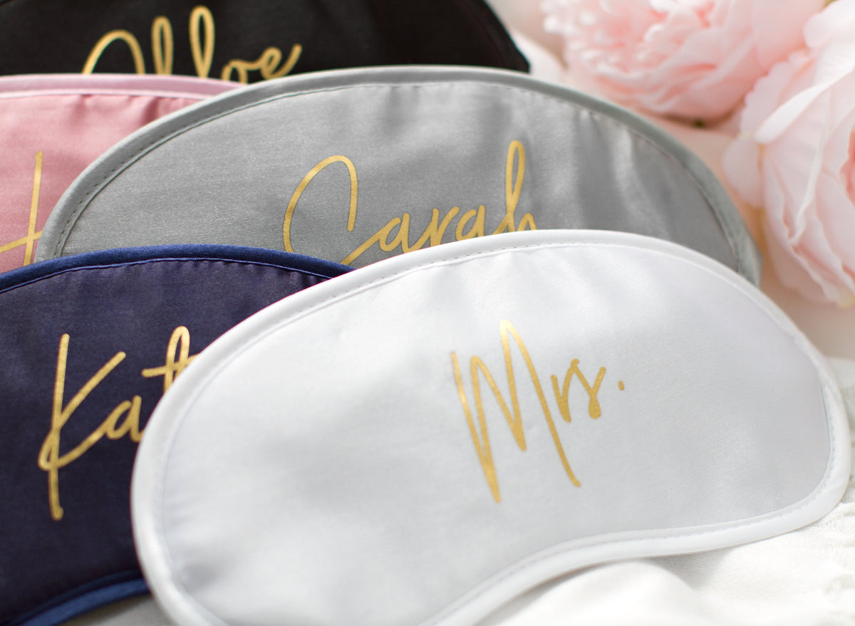 The Snooze Button Satin Sleep Mask — personalized satin sleep mask