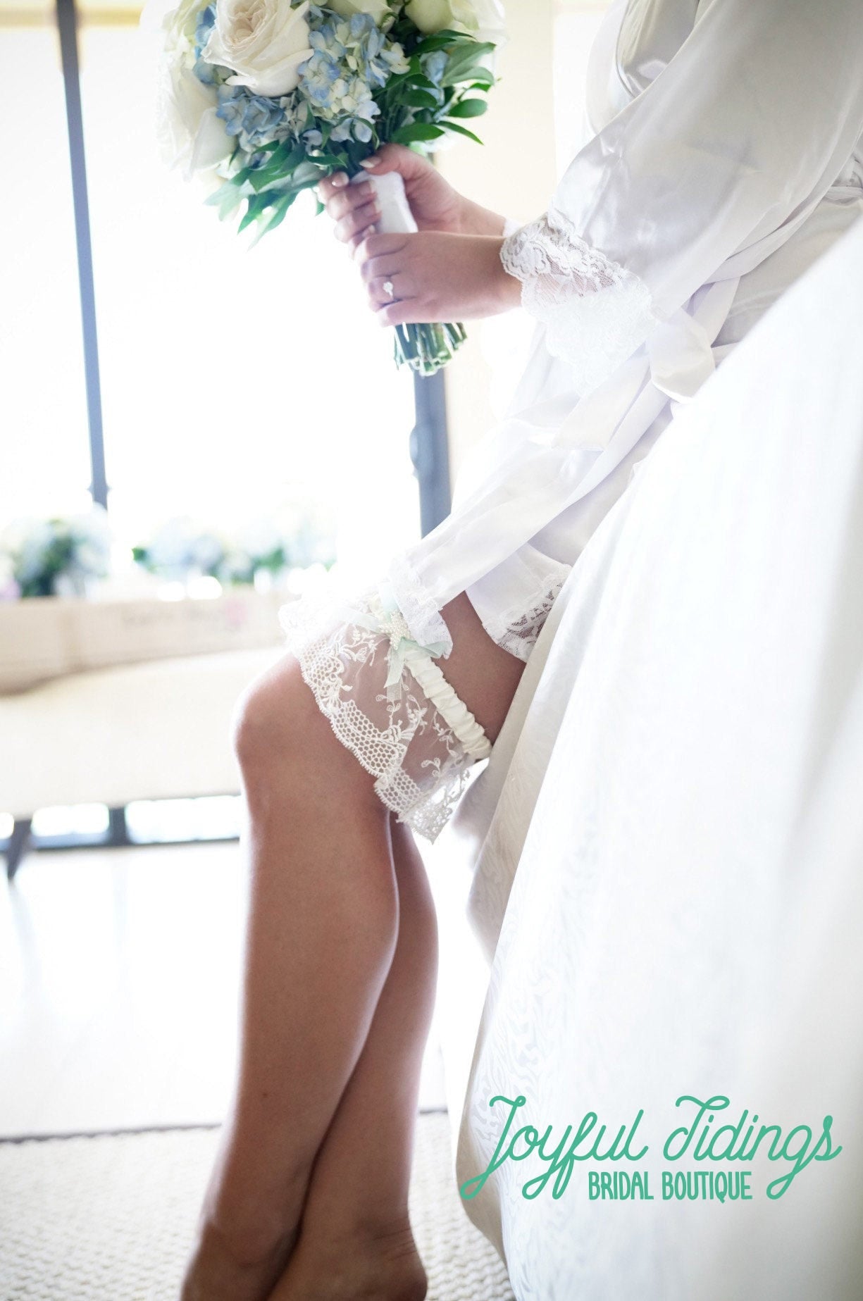 The First Look Lace-Trim Satin Robe — personalized lace satin bridesmaid robe