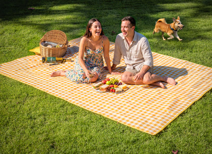 Custom Family Name Waterproof Gingham Picnic Blanket